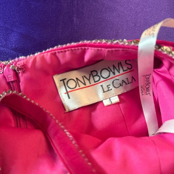 📌Tony Bowls LeGala Beaded Hot Pink Mermaid  Prom - Pageant - Formal Dress - Picture 14 of 16